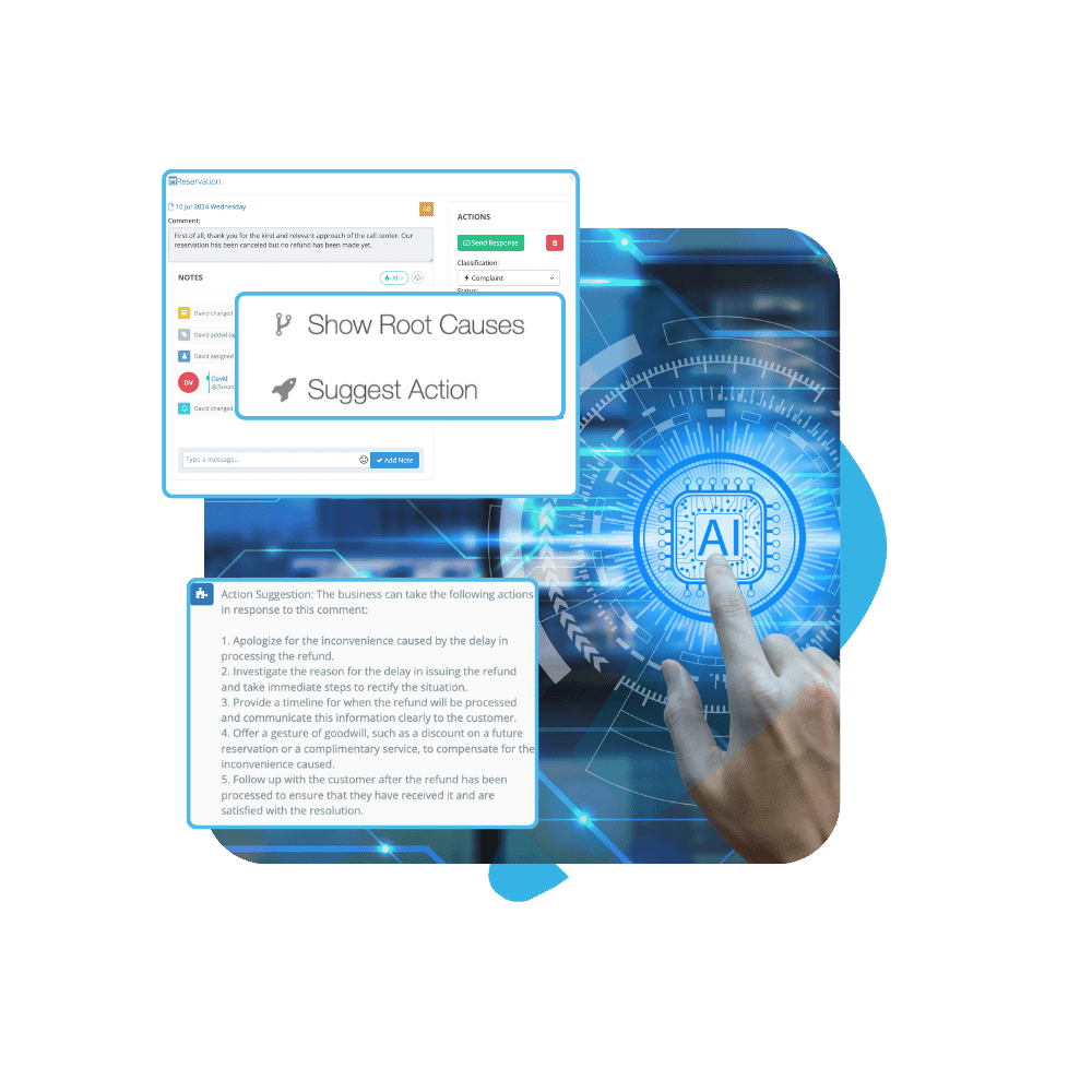 AI-Powered Root Cause Analysis and Action Suggestions on Wiseback Management Screens